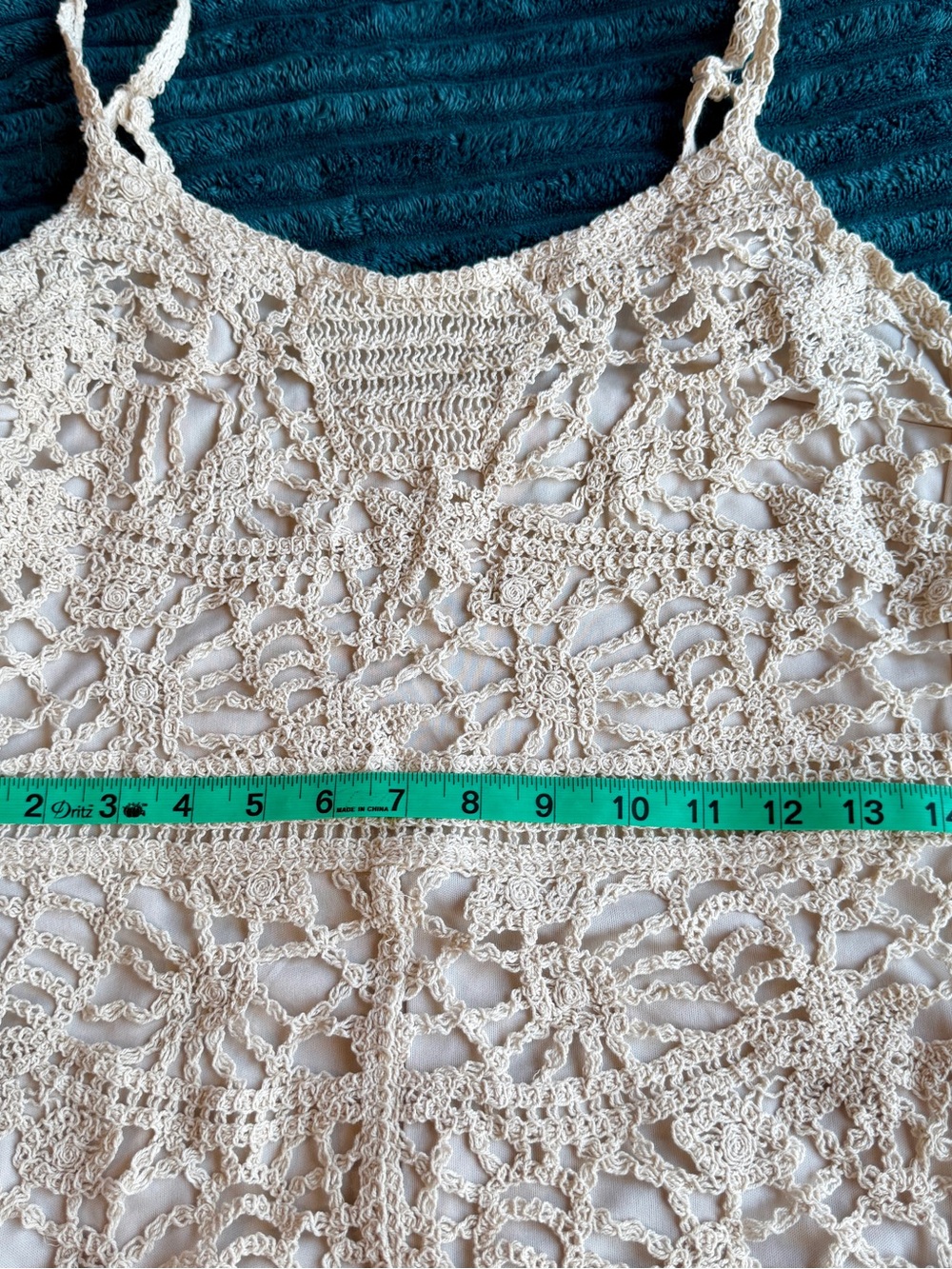 NWT Cupshe Cream Crochet Romper Playsuit with Spaghetti Straps - Picture 8 of 9